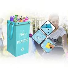 40L Triple-Fold Collapsible Trash Can - Polypropylene, Large Capacity, Portable Handle, Suitable For Home, Kitchen And Camping - Waste Sorting Container, Kitchen Garbage Bin, Multi-Purpose Trash Can, Easy To Clean Material - Multicolor - View 9