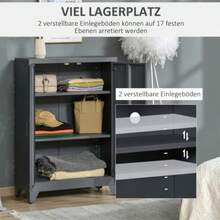 Louvered Door Filing Cabinet, Storage Cabinet, Metal Cabinet With 2 Adjustable Shelves, 75 X 33 X 110 Cm, Grey - Grey - View 4