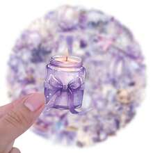 62pcs Purple Transparent PET Stickers Aesthetics Stickers For Water Bottles, Diaries, Laptops, Luggage, Bumpers, Cell Phones, Scrapbooks, Scooters, Helmets, Car Cartoon Stickers And Decals, Stickers Can Add A Lot Of Fun To Your Life - Mauve Purple - View 4