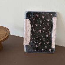 韩式花卉图案iPad保护套，亚克力材质，适用于iPad第11代、iPad Pro 2025新款、iPad Air 7/6、第10代、11英寸，可爱平板电脑保护套，带笔槽，防弯曲 - 粉色 - 查看 10