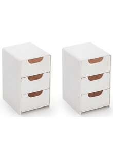 Mini White Plastic 3-Drawer Organizer For Girls' Hair Accessories, Jewelry & Makeup – Small Storage Box For Clips, Scrunchies, Desk & Bathroom Essentials - Multicolor - View 3