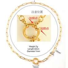 1 chiếc vòng cổ kẹp giấy mạ vàng bằng thép không gỉ dành cho nữ - Vàng - Xem 15