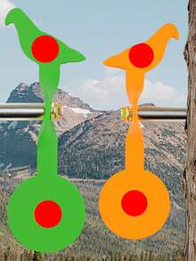 旋转鸟形靶套装（绿/黄） - 便携式练习靶，适用于射箭和弹弓，易于安装在树上，适合户外或后院娱乐