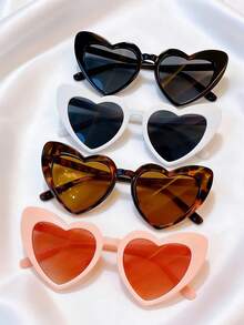 4 Pairs Angled Heart-Shaped Sunglasses, Create Fashionable Party Looks - Multicolor - View 1