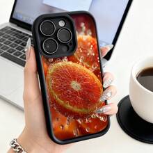 Funda de teléfono de moda, compatible con varios modelos de ,  y , funda de teléfono con estampado de rodajas de naranja y gotas de agua para modelos de ,  y , protector de teléfono, funda de pareja, regalo para novio o novia, presente de vacaciones, este es un regalo popular para amigos o socios, adecuado para ocasiones de negocios. Duradera, resistente a las manchas y a las huellas dactilares, esta nueva funda para teléfono de hombres y mujeres es un gran regalo. - Café integral - Ver 1