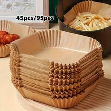 45pcs Square Air Fryer Oil Paper Mats -  Non-Stick Baking Paper, Disposable Oil-Absorbing Paper Liners, Microwave/Frying/Grilling Universal, Halloween Thanksgiving Christmas Holiday Baking Cooking Essentials, Suitable For Frying, Baking, Cooking, Grilling And Microwave - Primary Color - View 5