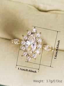 1枚精美立方氧化锆戒指，适合作为情人节礼物、结婚礼物、订婚礼物、周年纪念礼物或女士派对配饰。 - 金黃色 - 查看 11