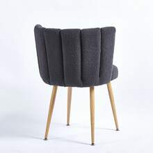 Beige Dining Chairs Set Of 2, Upholstered Kitchen Chairs, Mid Century Modern Sherpa Side Chairs For Living Room Vanity - màu đen - Xem 6