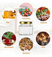 TendenciaBanna FMG-60P Set 60 Tarros de Vidrio 45ml con Tapas Herméticas y Cucharas para MielCalidad premium - Transparente - Ver 2