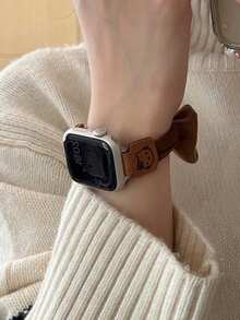 Sanrio 1条可爱蝴蝶结弹力发圈表带，可爱弹力发圈表带，兼容 Ultra/SE/Series 10/9/8/7/6/5/4，柔软织物替换表带，适合女性和女孩。