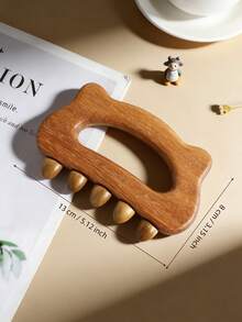 1pc Wooden Manual Massager With 5 Smooth Massage Beads, Muscle Relaxation, Meridian Massage Suitable For Chest, Back, Limbs, Head, Whole Body