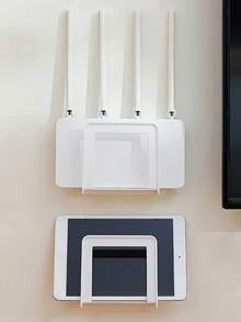 1pc Heavy-Duty Wall-Mounted Router Bracket With Power Strip Organizer - No-Drill Installation, Space-Saving Cable Management For WiFi Routers & Power Strips - ABS Plastic Construction, Suitable For Home/Office - Cable Organizer, Living Room Accessory, Minimalist Design, Practical Storage Rack - White - View 5