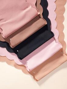 5pcs/Pack Women's Seamless Triangular Panties, Comfortable Silk-Like Fabric, Wavy Hem Solid Color Simple Ladies' Home Triangular Briefs - Multicolor - View 4