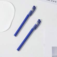 10pcs Blue Matte Barrel Ballpoint Pen 0.5mm & Refills, Water-Based Black/Blue/Red Ink Pens, Student & Office Supplies - Blue - View 7
