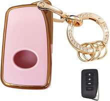 Stylish Key Fob Cover With Keychain - Fits Lexus RX ES GS LS NX RC GX LX RC LC - Gold-Pink - Gold Pink - View 3