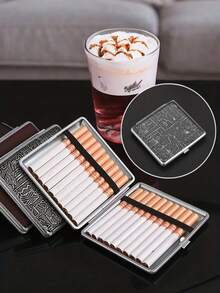 [Vintage] 1pc 20-Cigarette Capacity Ancient Egyptian Style Cigarette Case, Cigarette Storage Box, Cigarette Holder, Smoking Accessories - Multicolor - View 2