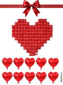 MECRLA 1pc 53.5-Inch Heart Shaped Balloon Backdrop, Available In Gold, Silver, Bright Red, Rose Gold, Suitable For Wedding Venue Decor, Proposal Party Decor, Wedding Reception Decor, Wall Backdrop Decor, Bridal Shower Party Decor - One Size - View 18