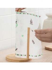 1个木制立式纸巾架 - 厨房和餐厅卷纸分配器 - 彩色 - 查看 2