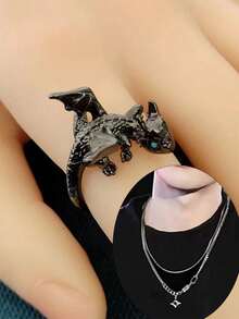 JLX.HARNESS 1pc Dragon Shaped Ring, Cute Animal Style Adjustable Open Ring For Women, Fashionable Niche Design, Minimalist Aesthetic - Multicolor - View 16