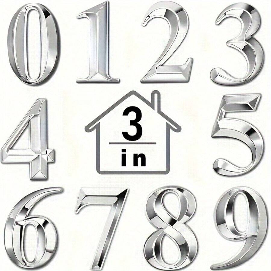 1pc 2.8 Inch/7cm 3D Floating Self-Adhesive House Number, 0-9 Plastic Number Letter Sticker, Rust-Proof Door Plate Street Address Number Sign For Hotel Room, Office, Apartment - Multicolor - View 1