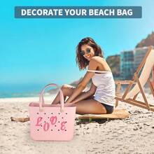 Letter Charms, Decorative Alphabet Bog Bag Accessories Letter Insert Charm Compatible With Bogg Models Rubber Beach Tote - 粉紅B - 查看 3