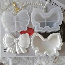 2件装树脂模具，DIY蝴蝶结首饰盒、烛台，石膏环氧树脂模具，适用于DIY手工制作、首饰收纳盒制作 - 白色 - 查看 6