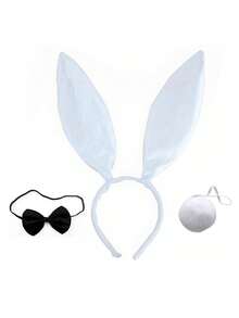 3 Stücke "Forever & Moment" Osterhasen Cosplay Kostüm Accessoires für Frauen, Hasenohren Haarband, Fliege, Hasenschwanz - für Partydekorationen, Osterfeiern, Feierlichkeiten, süße Kostüme, Feiertagsverkleidung, Geschenke - Verschiedenfarbig - Übersicht 4