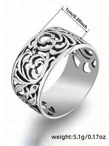 1 pieza Anillo de moda para mujer para boda, compromiso, fiesta, joyería, regalo del Día de San Valentín - Plateado - Ver 7