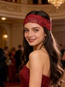 1件蕾丝花朵装饰发带，弹性防滑发饰，女士优雅头饰，适合情人节、新年等场合，也适合化妆、通勤等日常佩戴，多功能女士吸汗发带，休闲发带，优雅头巾 - 彩色 - 查看 8