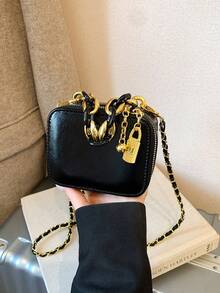 Mini Lipstick Bag, Fashion Versatile Crossbody Shoulder Bag - Black - View 4