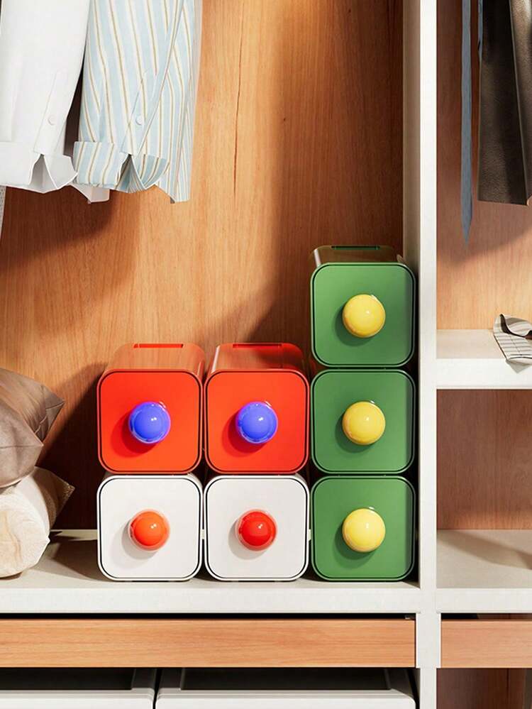 节省空间的壁挂式储物盒，多巴胺风格桌面储物盒 - 节省空间的必备储物用品，适用于家庭、办公室和卧室，多种颜色可选，多抽屉设计，非常适合存放化妆品、办公用品和小零件。 - 彩色 - 查看 3
