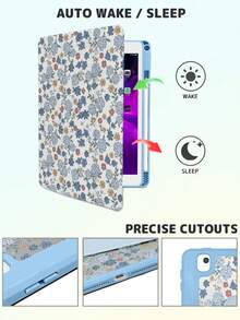 一体式设计，适用于 iPad 10/9/2025 Pro 11 英寸，蓝色花卉图案平板电脑保护套，透明亚克力后盖，支持自动唤醒/睡眠，多角度支撑带笔槽，办公和学习必备保护套，非磁性。 - 藍色 - 查看 7