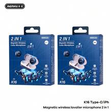 REMAX Magnetic Button Wireless Microphone Lavalier Microphone/Recording Device For Live Streamers And Hosts (One-To-Two) K16 - Type C - View 5