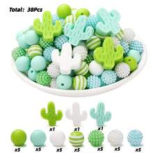 1 Set Cactus Silicone & Acrylic Bead Kit, Colorful Gradient With Acrylic Mulberry Balls, DIY Jewelry Accessories Handmade Hair Scrunchie Decoration Beads