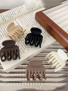 1 Pair 1.6 Inch (Approx. 4.1 Cm) Medium Matte Non-Slip Double Teeth Hair Clips, Suitable For Thin Hair, Women Accessories For Short Hair Women Claw Clip Elegant Hair Claw - Multicolor - View 1