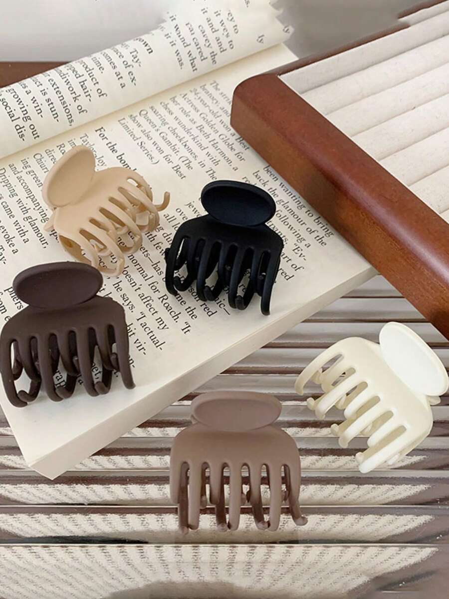 1 Pair 1.6 Inch (Approx. 4.1 Cm) Medium Matte Non-Slip Double Teeth Hair Clips, Suitable For Thin Hair, Women Accessories For Short Hair Women Claw Clip Elegant Hair Claw - Multicolor - View 1