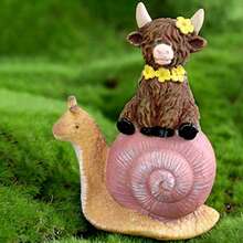 Highland Cow Figurines Table Centerpiece Ornaments Resin Statue Decoration For Home Office - Pink - View 5
