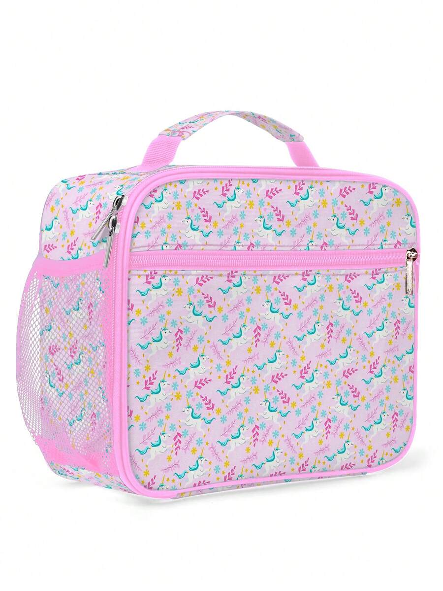 新款卡通独角兽午餐包，带提手，便携式午餐盒，学生冰袋，户外保温包，非食品接触材料，礼品