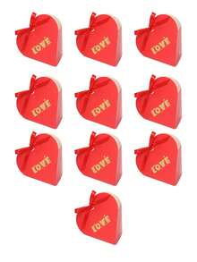 10pcs Heart Shape LOVE Gift Box With Ribbon Bow, Romantic Paper Favor Box In Red And Ivory, Elegant Pre-Printed LOVE Design, Simple Assembly Gift Packaging For Valentine's Day Wedding Engagement Anniversary Proposal, Ideal For Candy Chocolate Jewelry Small Gifts Party Favors Table Decor And Special Occasion Surprise Packaging - 12.5X7X12.5cm - View 13