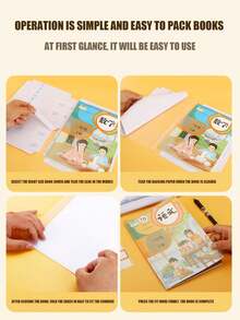 10pcs Pre-Cut Self-Adhesive Book Cover Film, Transparent Matte Waterproof Book Cover, Dust-Proof Book Jacket, Back To School Supplies, Random Pattern, Suitable For School Items, Back To School Season - Clear - View 4