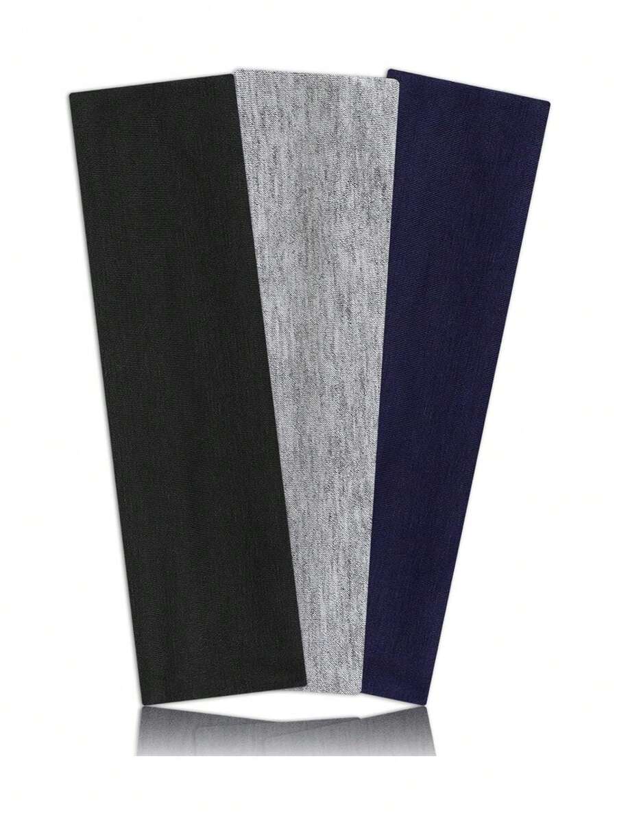 3 Piezas Diadema de Algodón de Ancho para Mujeres y Hombres, Elástica Suave Que Absorbe el Sudor, para Deportes de Yoga y Correr,38083238 - Gris Claro - Ver 1