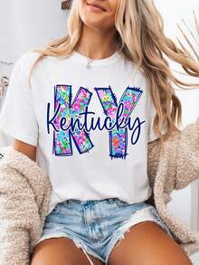 Floral Kentucky  T-Shirt State Tee Shirt - Kentucky Gift (2) - 白色 - 查看 1