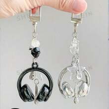 2pcs/Set Y2K Style, Music-Themed, Metallic Finish, Headphone Design, Multi-Functional Phone Strap, Keychain, Backpack Charm, Phone Pendant, Suitable For Daily Matching, Can Be Given As Holiday Gifts To Family, Friends, Lovers, Classmates Or As Friendship Gifts. - Multicolor - View 8