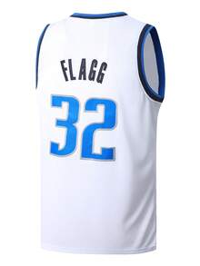 32 White Embroidered Casual Basketball Jersey, Sleeveless Round Neck Training Vest For Men - White - View 3