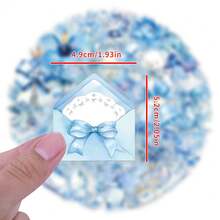 62pcs Blue Transparent PET Stickers Aesthetics Stickers For Water Bottles, Diaries, Laptops, Luggage, Bumpers, Cell Phones, Scrapbooks, Scooters, Helmets, Car Cartoon Stickers And Decals, Stickers Can Add A Lot Of Fun To Your Life - Baby Blue - View 3