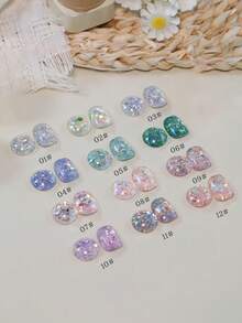 Miss Leia 1-12 15ml 春夏海王星闪粉凝胶指甲油 - 提亮肤色，百搭色彩，高密度水钻指甲油，多种颜色，透明凝胶底油，新手友好，UV/LED固化，可浸泡用于半永久化妆，适用于沙龙/美容院套装、DIY、居家、节日礼物、美甲艺术 - 彩色 - 查看 4