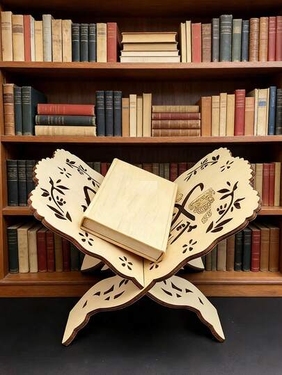 木制折叠书架，斋月木制书架，宰牲节储物架，书柜，装饰展示架，可移动折叠书架，节日礼物，适合家居桌面装饰和书房桌面书籍收纳架