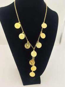 1 chiếc dây chuyền mặt dây chuyền hình đồng xu Ottoman Thổ Nhĩ Kỳ cỡ nhỏ dành cho nữ, thích hợp cho đám cưới, tiệc tùng, lễ hội, liên hoan, trang sức đeo hàng ngày, quà tặng ngày lễ. - Vòng cổ 1 - Xem 9