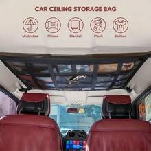 1个黑色汽车车顶储物网，实用配件，可充分利用车顶空间进行储物，适用于存放帐篷、睡袋、枕头、毯子等物品，固定在车顶上，不占用车厢或后备箱空间，让露营旅行更加便捷轻松。 - 1pc汽車頂收納網 - 查看 6