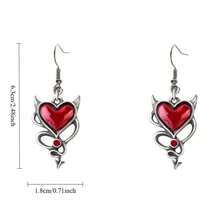 Retro Dark Gothic Style Devil Heart Pendant Earrings, Unique And Fashionable Punk Heart-Shaped Earrings, Suitable For Holidays, Parties, And Everyday Wear As Jewelry Gifts. - màu đen - Xem 6